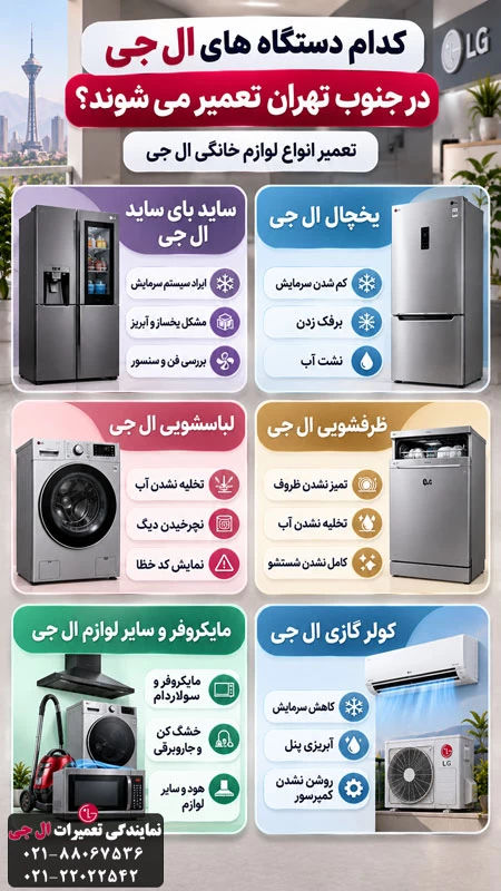  تعمیر لوازم خانگی الجی در جنوب تهران